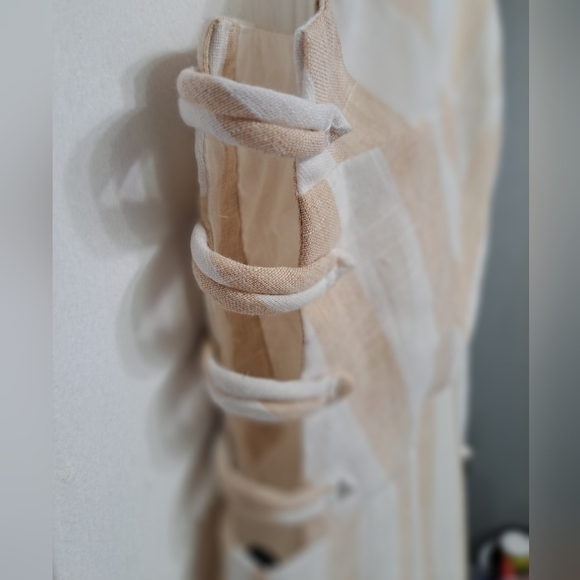 Linen Blend Wide Leg Cropped Jumpsuit With Side Cut Outs Size S - Picture 3 of 4